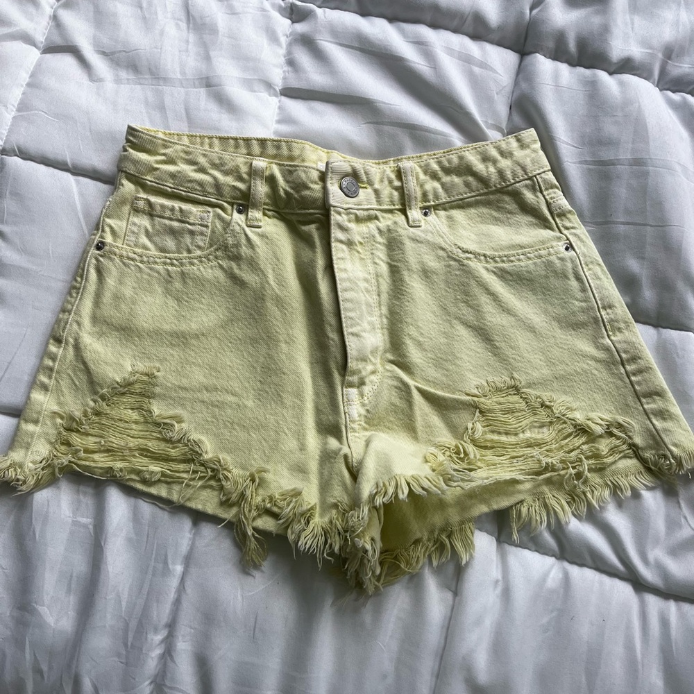 PACSUN Pastel Yellow Jean Shorts